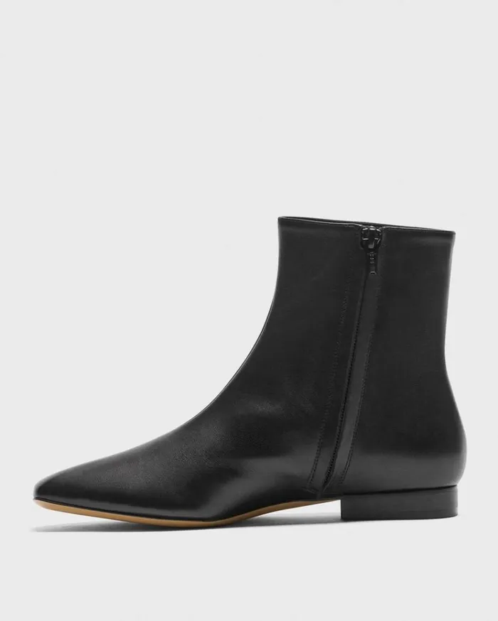 Theory Zip Bootie In Leather Black Women Shoes