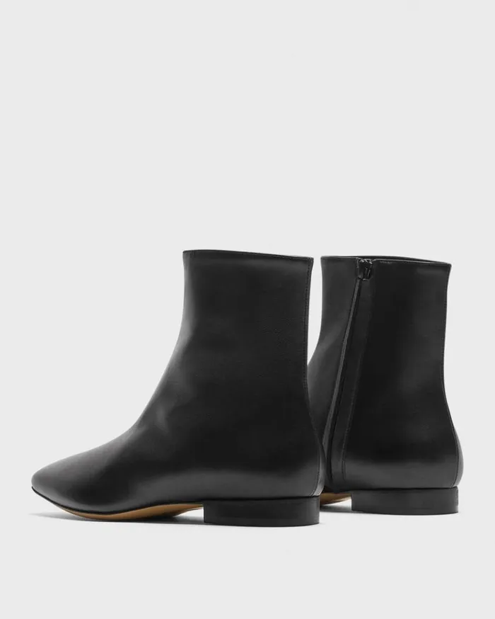 Theory Zip Bootie In Leather Black Women Shoes