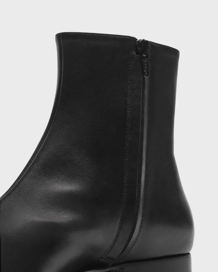 Theory Zip Bootie In Leather Black Women Shoes