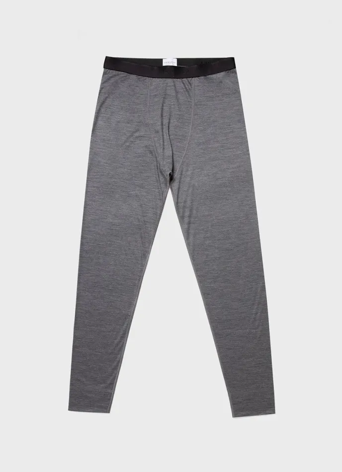 Thermal Merino Long Johns Mid Grey Melange Men SUNSPEL Activewear