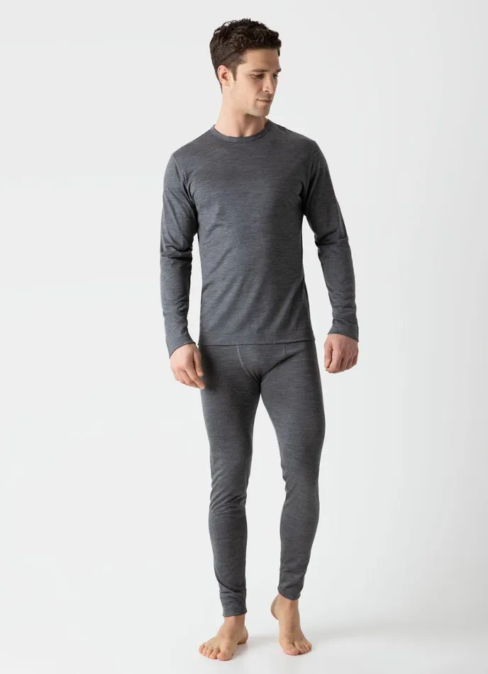 Thermal Merino Long Johns Mid Grey Melange Men SUNSPEL Activewear