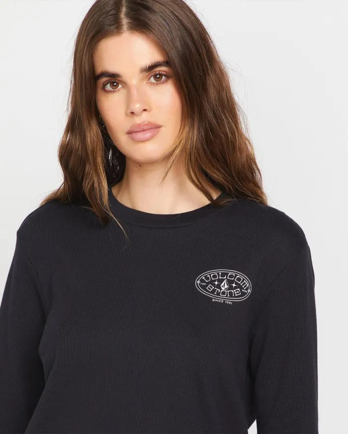 Thermality Long Sleeve Shirt 8211 Black Womens Volcom Tops