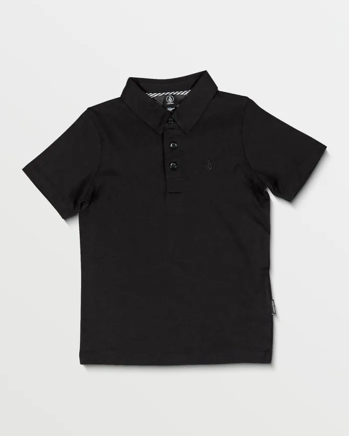 Toddler Boys Wowzer Polo Short Sleeve Shirt 8211 Black Kids Volcom Shirts and Flannels