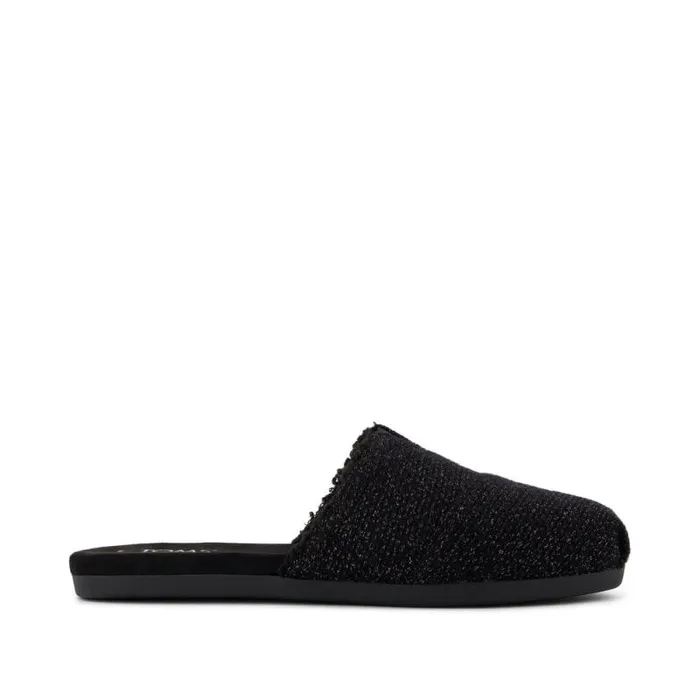 Toms Alpargatas Alpargata Mule Black Faux Shearling Sparkle Knit 8211 Women