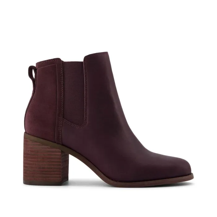 Toms Boots and Booties Evelyn Chelsea Heeled Boot Blackberry Leather Suede 8211 Women Toms Boots and Booties Evelyn Chelsea Heeled Boot Blackberry Leather Suede 8211 Women