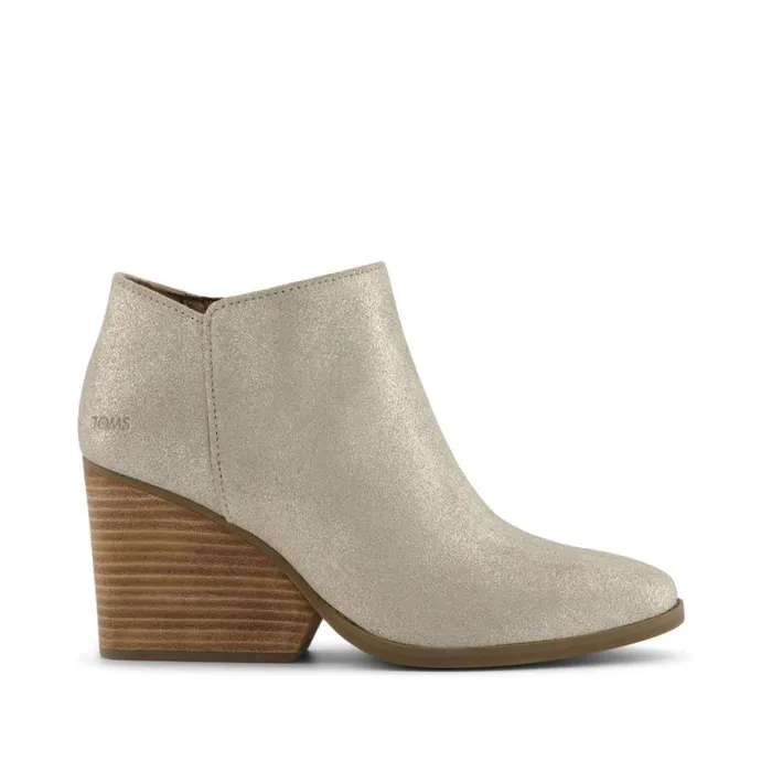 Toms Boots and Booties Hadley Heeled Boot Champagne Metallic Suede 8211 Women Toms Boots and Booties Hadley Heeled Boot Champagne Metallic Suede 8211 Women