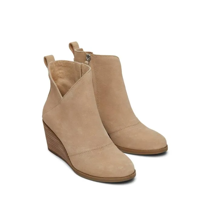 Toms Boots and Booties Sutton Wedge Ankle Bootie Oatmeal Suede 8211 Women