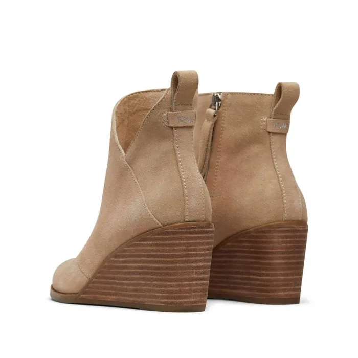 Toms Boots and Booties Sutton Wedge Ankle Bootie Oatmeal Suede 8211 Women