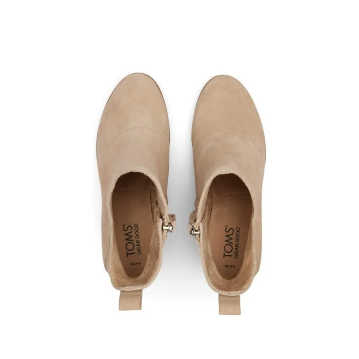 Toms Boots and Booties Sutton Wedge Ankle Bootie Oatmeal Suede 8211 Women