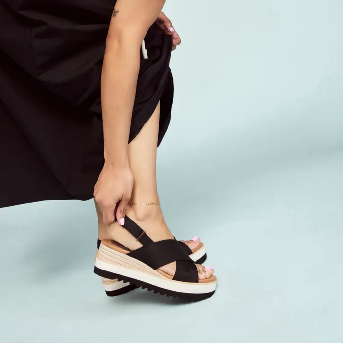 Toms Espadrilles Diana Crossover Wedge Sandal Black 8211 Women Toms Espadrilles Diana Crossover Wedge Sandal Black 8211 Women