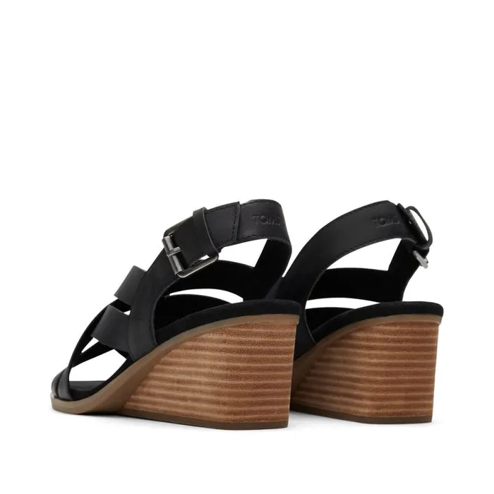 Toms Heels and Wedges Gracie Wedge Sandal Leather Black 8211 Women Toms Heels and Wedges Gracie Wedge Sandal Leather Black 8211 Women