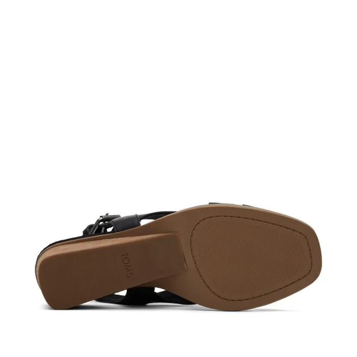 Toms Heels and Wedges Gracie Wedge Sandal Leather Black 8211 Women Toms Heels and Wedges Gracie Wedge Sandal Leather Black 8211 Women