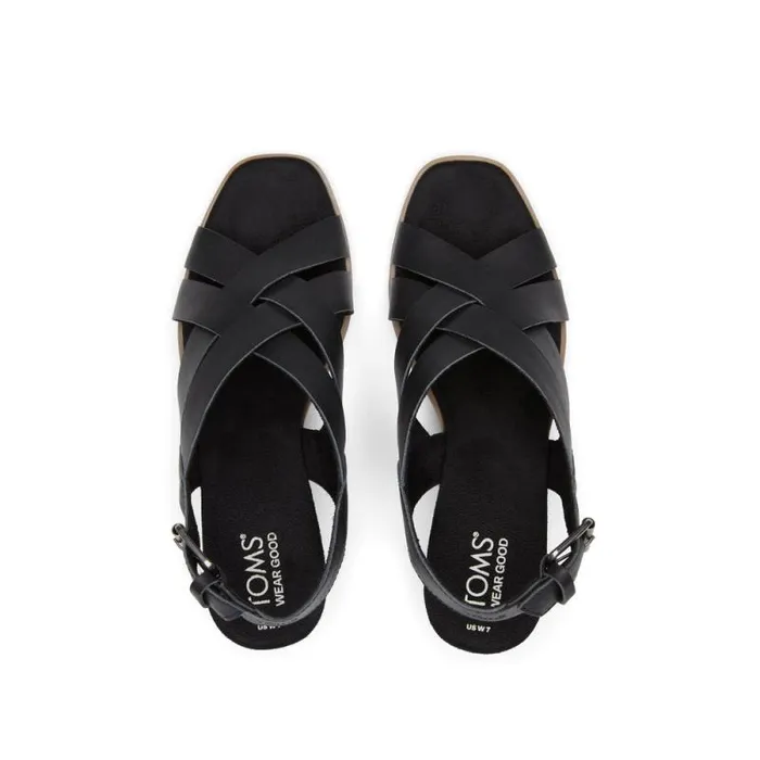 Toms Heels and Wedges Gracie Wedge Sandal Leather Black 8211 Women Toms Heels and Wedges Gracie Wedge Sandal Leather Black 8211 Women