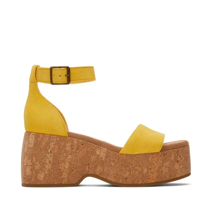 Toms Heels and Wedges Laila Platform Cork Sandal Pineapple Yellow 8211 Women
