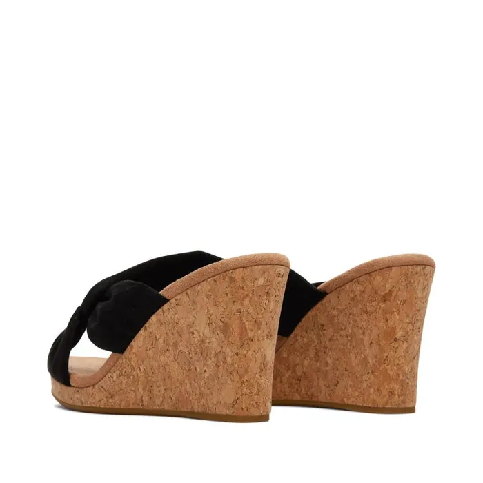 Toms Heels and Wedges Serena Cork Wedge Sandal Black Microfiber 8211 Women Toms Heels and Wedges Serena Cork Wedge Sandal Black Microfiber 8211 Women
