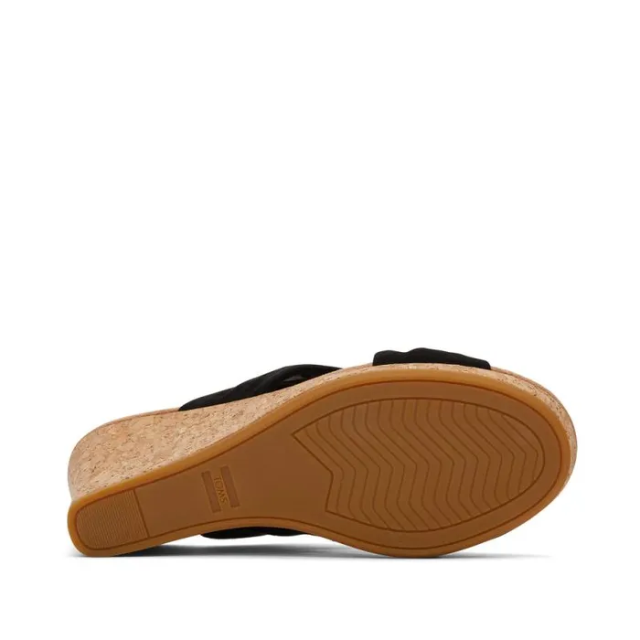 Toms Heels and Wedges Serena Cork Wedge Sandal Black Microfiber 8211 Women Toms Heels and Wedges Serena Cork Wedge Sandal Black Microfiber 8211 Women
