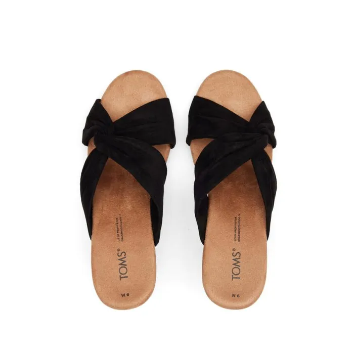 Toms Heels and Wedges Serena Cork Wedge Sandal Black Microfiber 8211 Women Toms Heels and Wedges Serena Cork Wedge Sandal Black Microfiber 8211 Women
