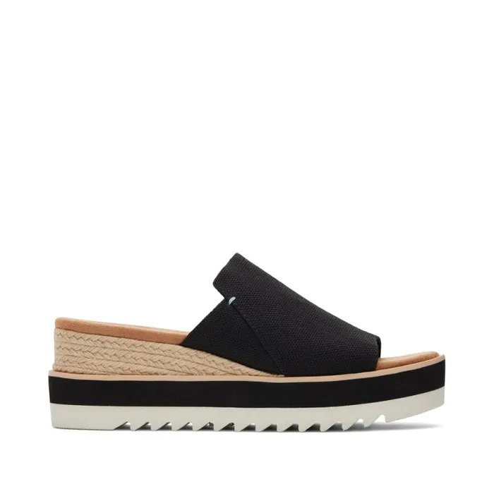 Toms Mules and Slides Diana Mule Wedge Sandal Black Heavy Canvas 8211 Women