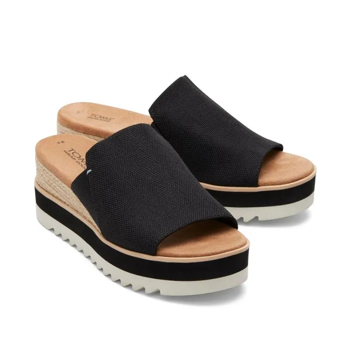 Toms Mules and Slides Diana Mule Wedge Sandal Black Heavy Canvas 8211 Women