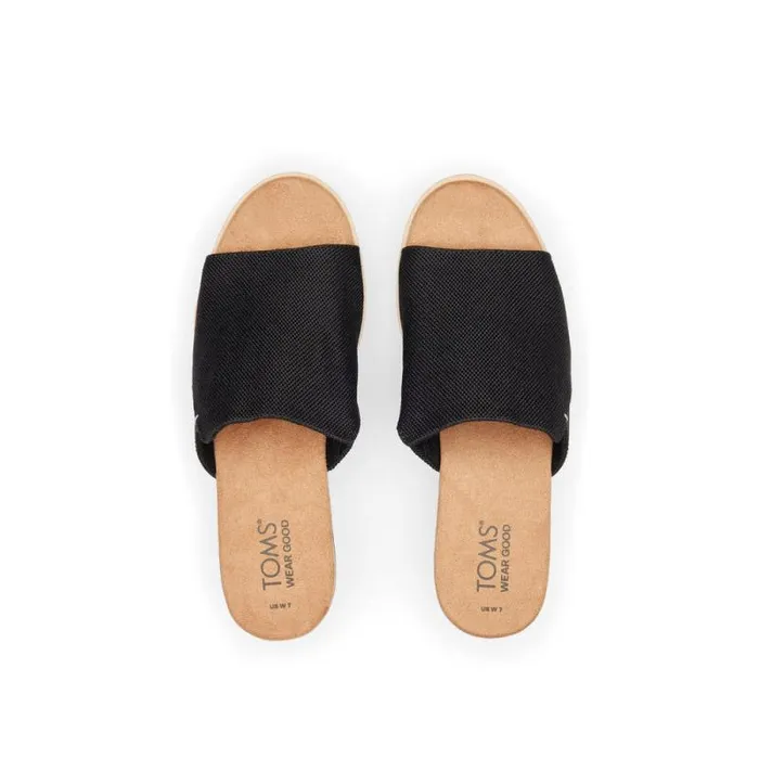 Toms Mules and Slides Diana Mule Wedge Sandal Black Heavy Canvas 8211 Women