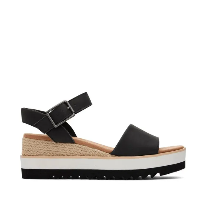 Toms Sandals Diana Wedge Sandal Black Leather 8211 Women