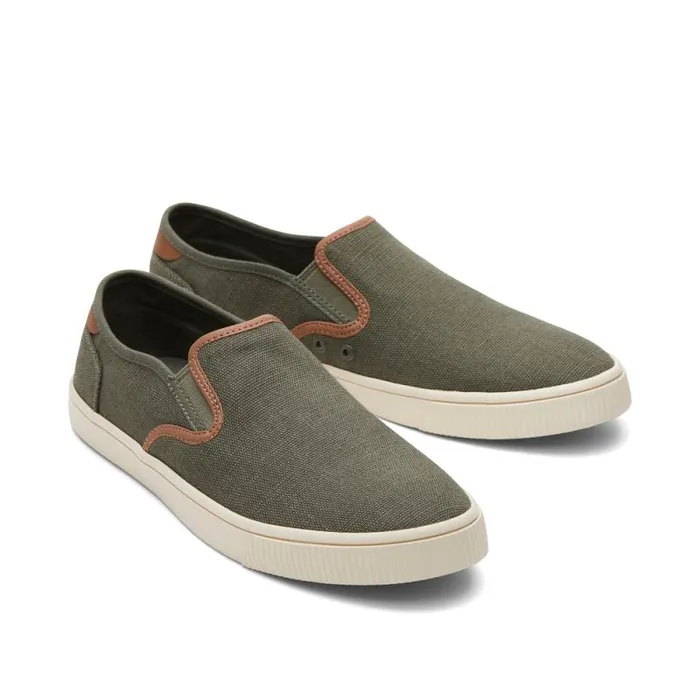 Toms Slip Ons Baja Slip On Sneaker Olive Synthetic Trim 8211 Men