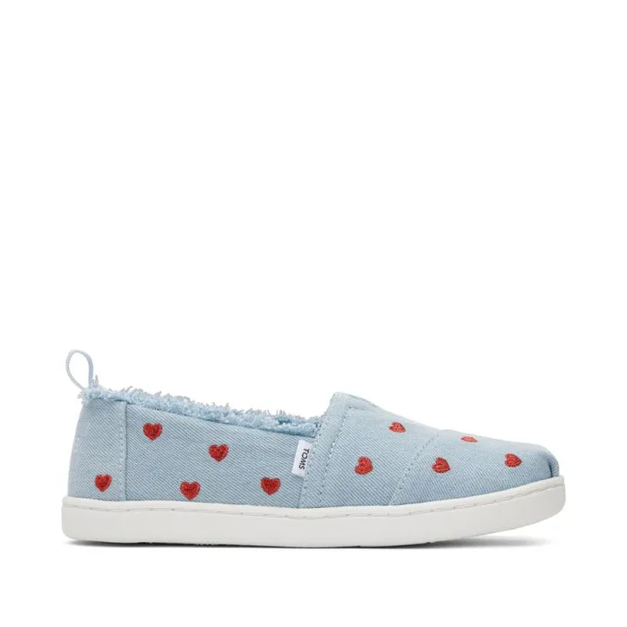 Toms TOMS Classics Alpargata Kids Shoe Denim Hearts 8211 KidsWomen