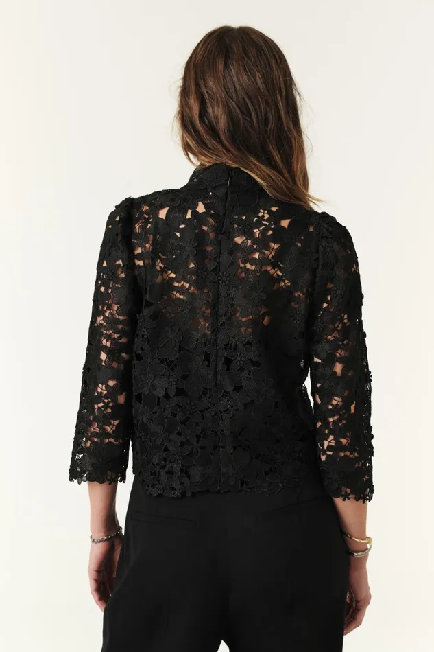 Top With ThreeQuarter Sleeves Paul Black Women Baandsh Tops and Shirts