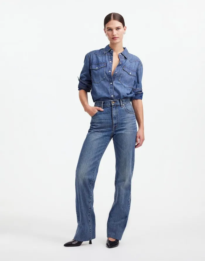 Tops and Shirts Women Madewell Alexa Chung For Madewell Denim Western Shirt In Vintage Wash Belding Wash