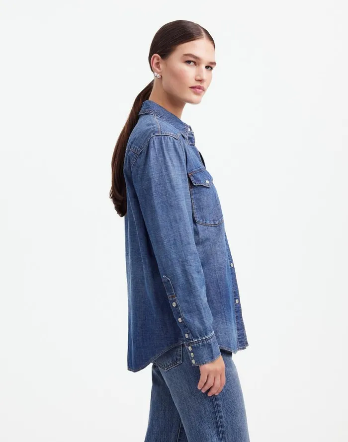 Tops and Shirts Women Madewell Alexa Chung For Madewell Denim Western Shirt In Vintage Wash Belding Wash