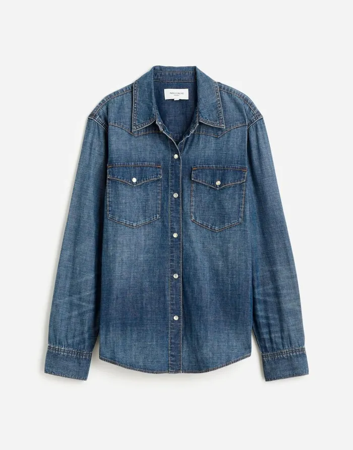Tops and Shirts Women Madewell Alexa Chung For Madewell Denim Western Shirt In Vintage Wash Belding Wash