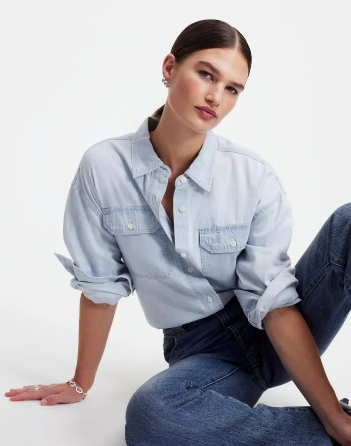Tops and Shirts Women Madewell Alexa Chung For Madewell Oversized Denim Shirt In Dunklin Wash Dunklin Wash