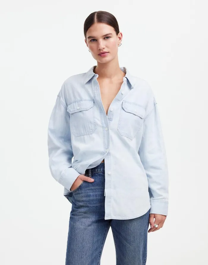 Tops and Shirts Women Madewell Alexa Chung For Madewell Oversized Denim Shirt In Dunklin Wash Dunklin Wash