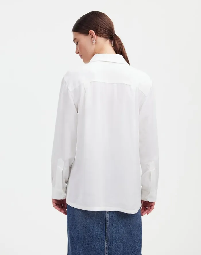 Tops and Shirts Women Madewell Alexa Chung For Madewell PleatPocket ButtonUp Shirt Eyelet White
