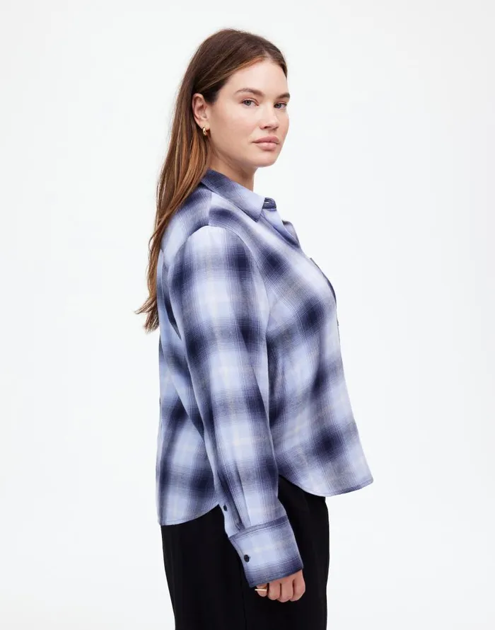Tops and Shirts Women Madewell Plus Easy YNeck ButtonUp Shirt Deep Indigo