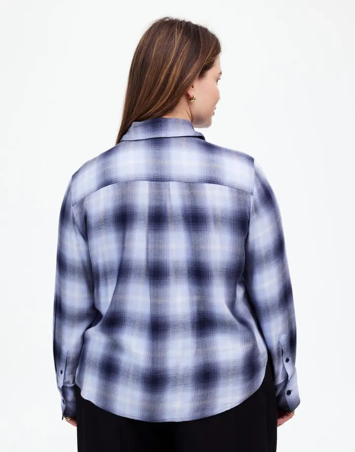 Tops and Shirts Women Madewell Plus Easy YNeck ButtonUp Shirt Deep Indigo