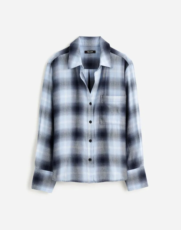 Tops and Shirts Women Madewell Plus Easy YNeck ButtonUp Shirt Deep Indigo