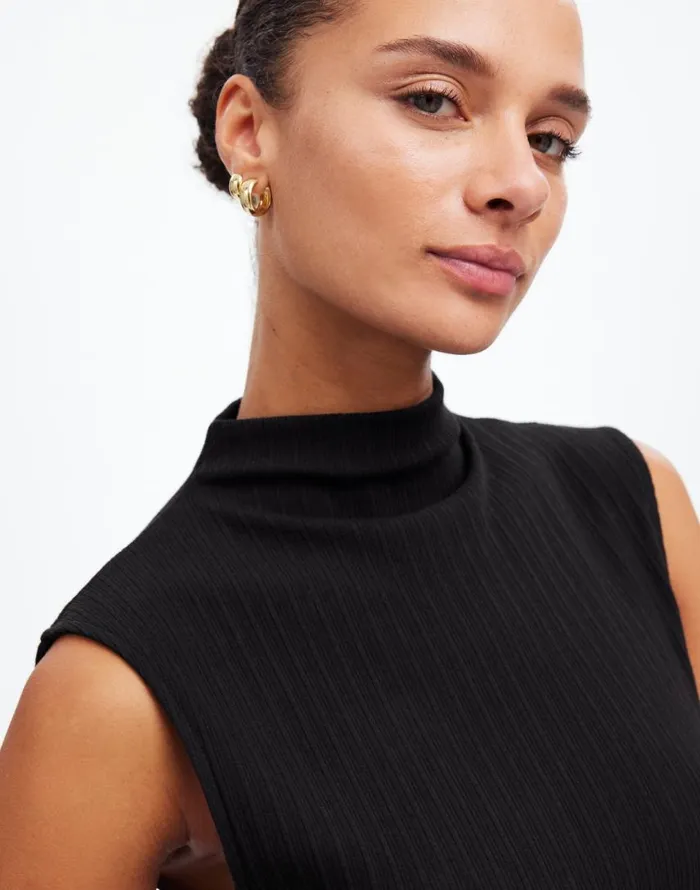 Tops and Shirts Women Madewell Ribbed Mockneck Tank Jet Black