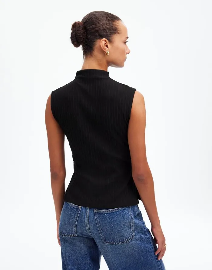 Tops and Shirts Women Madewell Ribbed Mockneck Tank Jet Black