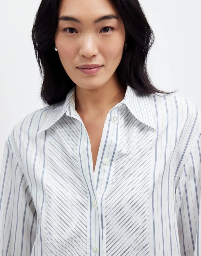 Tops and Shirts Women Madewell Tuxedo ButtonUp Shirt In Poplin Eyelet White