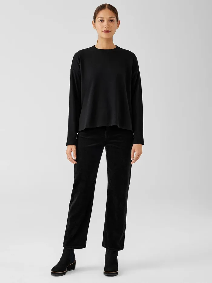 Tops and Tees Women Eileen Fisher Cozy Brushed Terry Hug BoxTop Black