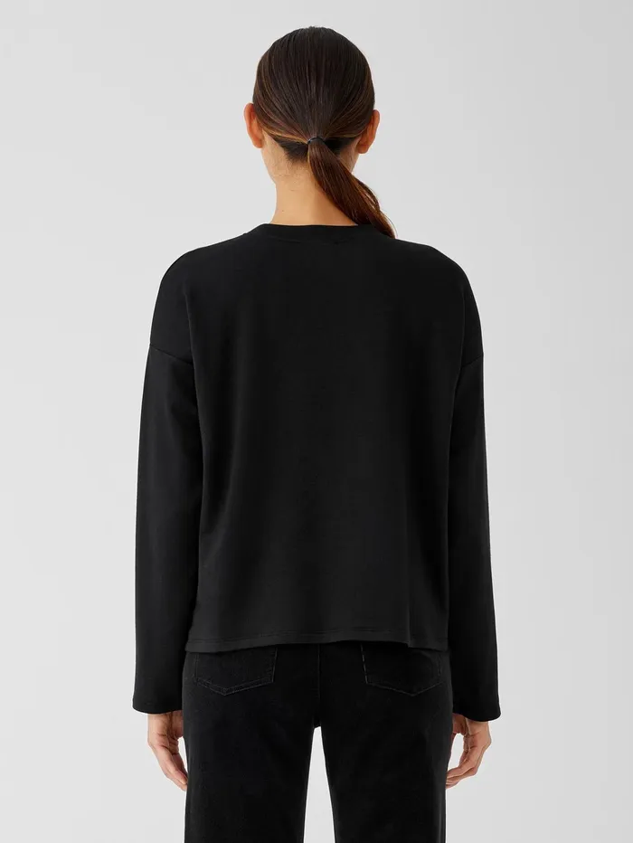 Tops and Tees Women Eileen Fisher Cozy Brushed Terry Hug BoxTop Black