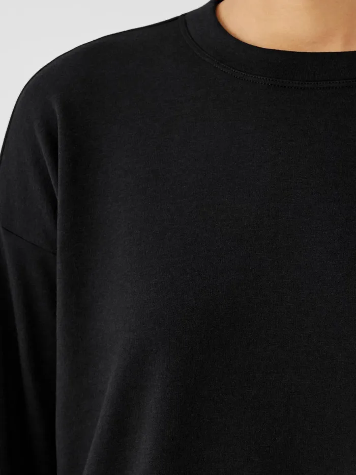 Tops and Tees Women Eileen Fisher Cozy Brushed Terry Hug BoxTop Black