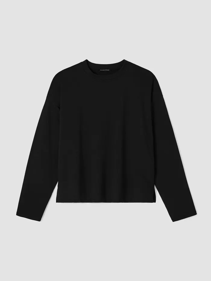 Tops and Tees Women Eileen Fisher Cozy Brushed Terry Hug BoxTop Black
