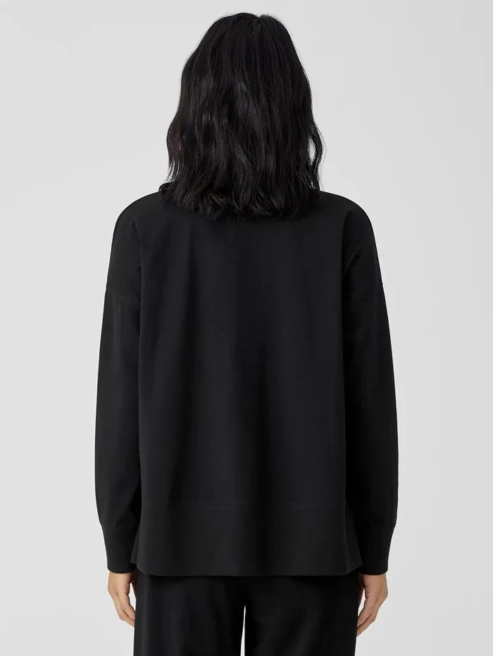 Tops and Tees Women Eileen Fisher Traceable Cotton Jersey Crew Neck Top Black