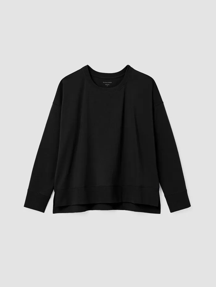 Tops and Tees Women Eileen Fisher Traceable Cotton Jersey Crew Neck Top Black