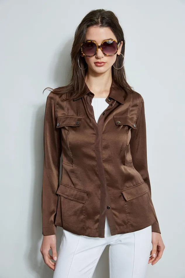 Tops Women Elie Tahari Cargo Utility Jacket SUMATRA