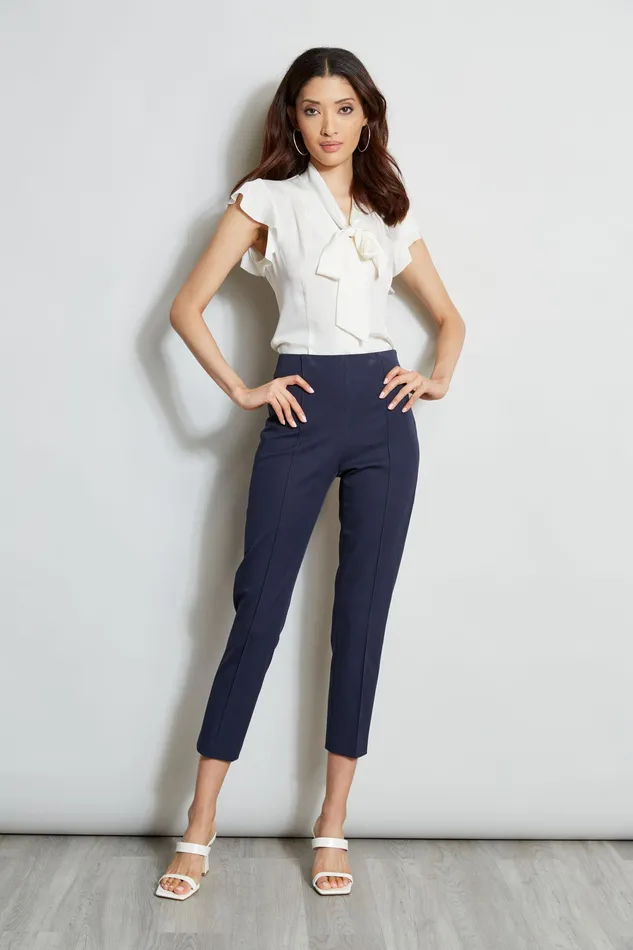 Tops Women Elie Tahari Flutter Sleeve Tie Shirt FRESH PEARL