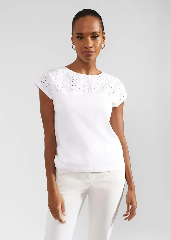 Tops Women HOBBS Thea Cotton Broderie Top White
