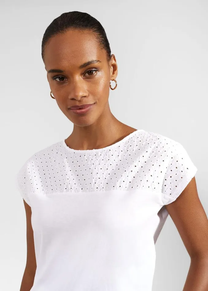 Tops Women HOBBS Thea Cotton Broderie Top White
